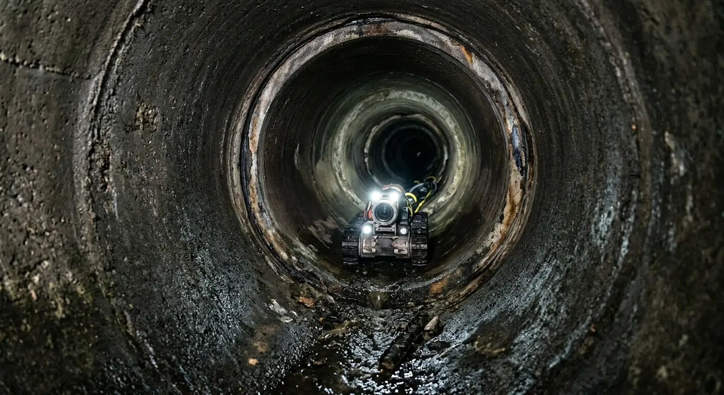 Robotic sewer camera inspecting pipe interior for Drain Snake Service in Suisun City